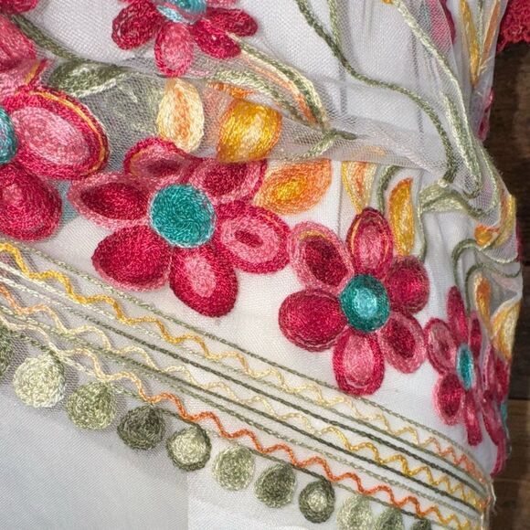 Pastel lined top Overlay embroidered floral
Tule overlay collar Flutter sleeve - Picture 7 of 11